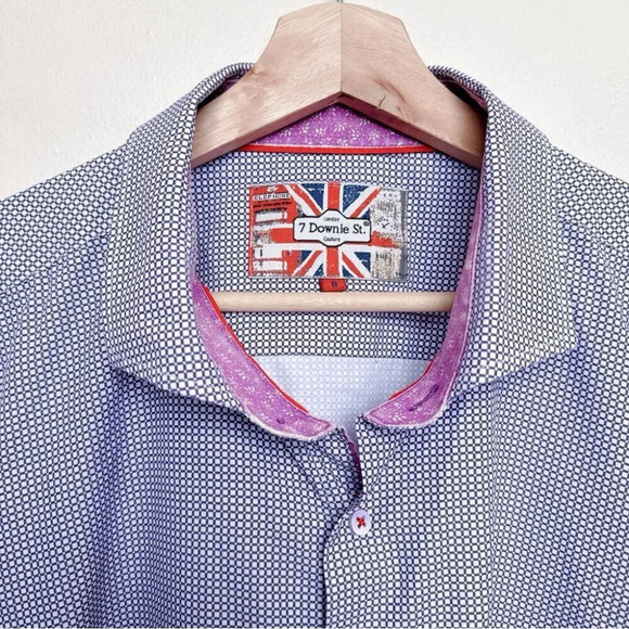 7 Downie St.  Mens 8 XXXL Purple Button Dress Shirt - Picture 7 of 12